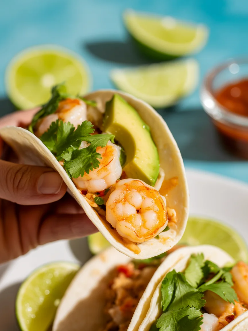 Delicious Spicy Shrimp Tacos with Zesty Avocado Cream