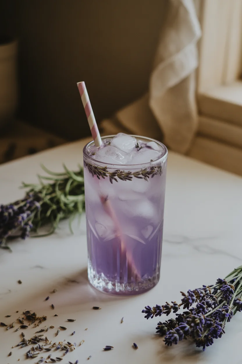 Iced Lavender Caramel Macchiato — layered, sweet & floral