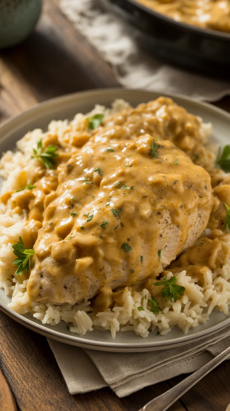 Quick and Easy Creamy Smothered Chicken and Rice for Busy Weeknights