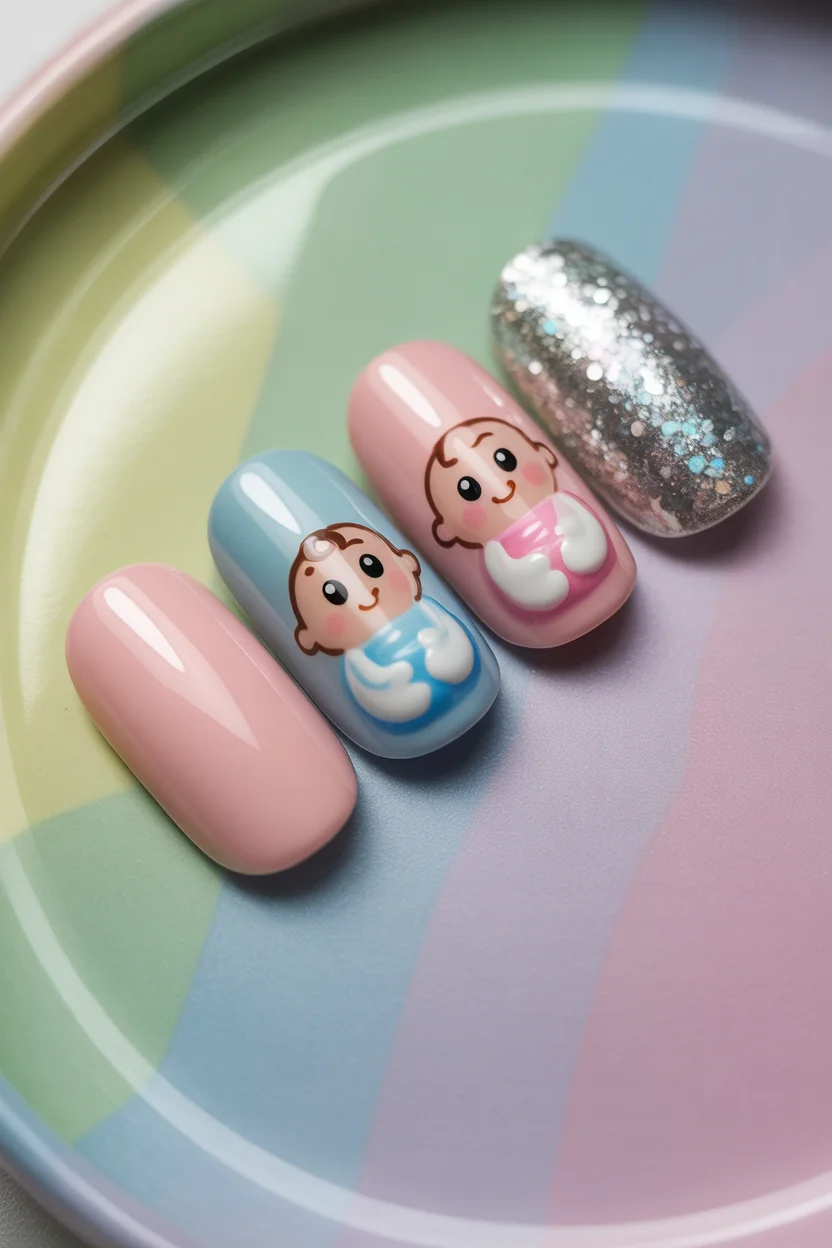 Cute and Creative Gender Reveal Nails Ideas You'll Love!