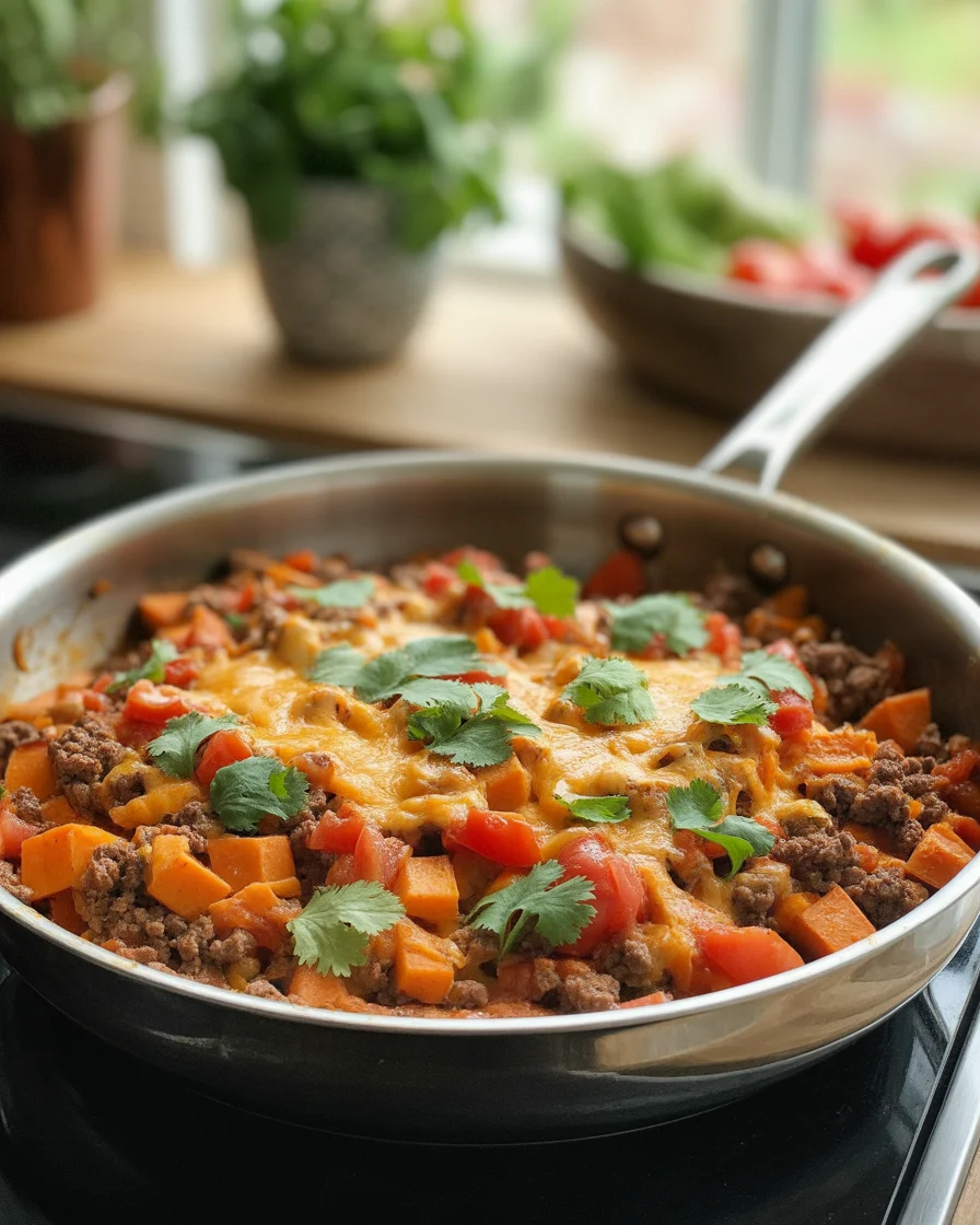 Ground Beef Sweet Potato Skillet