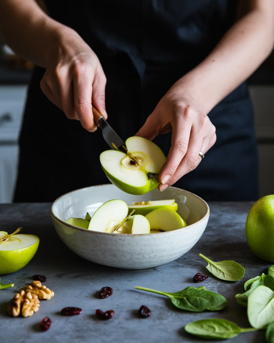 Apple, Walnut, and Spinach Salad with Maple Vinaigrette