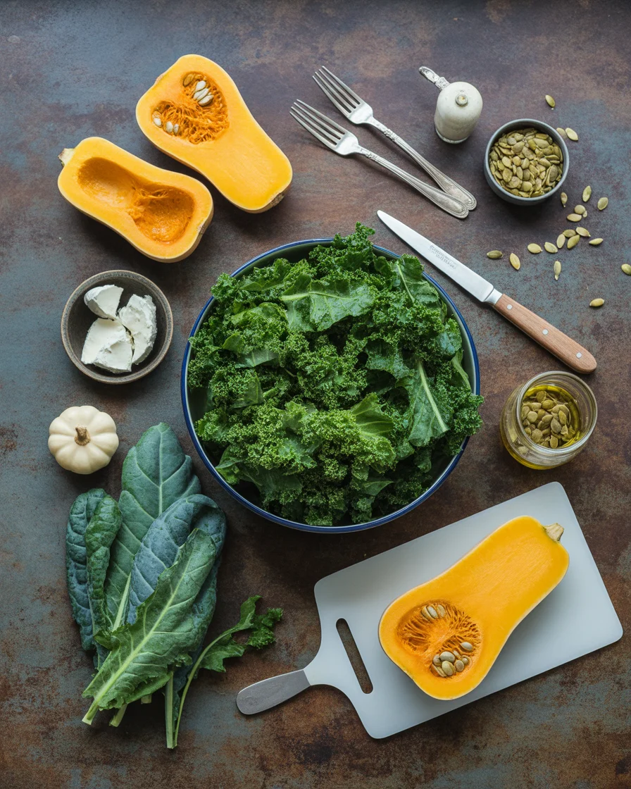 kale salad with butternut squash