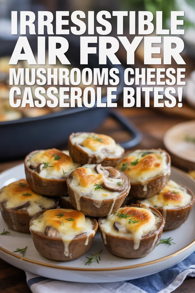 Irresistible Air Fryer Mushrooms Cheese Casserole Bites!