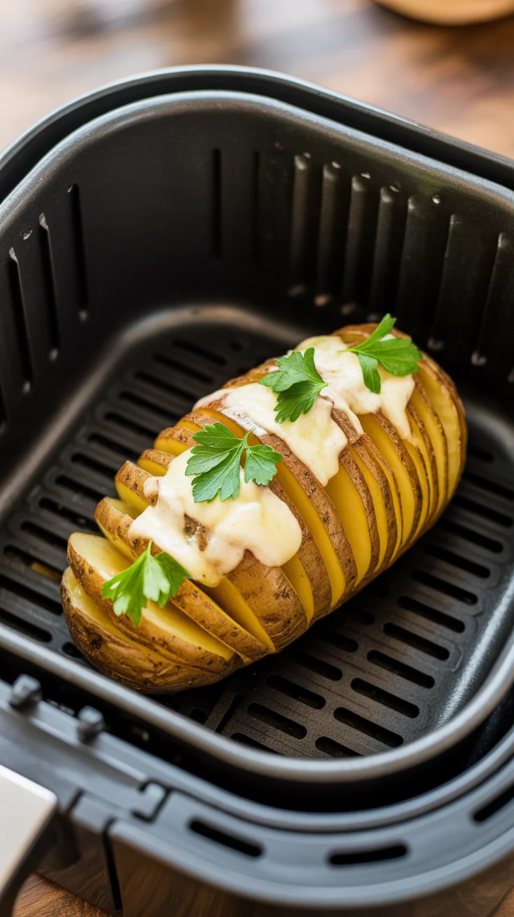 Cheesy Air Fryer Hasselback Potatoes