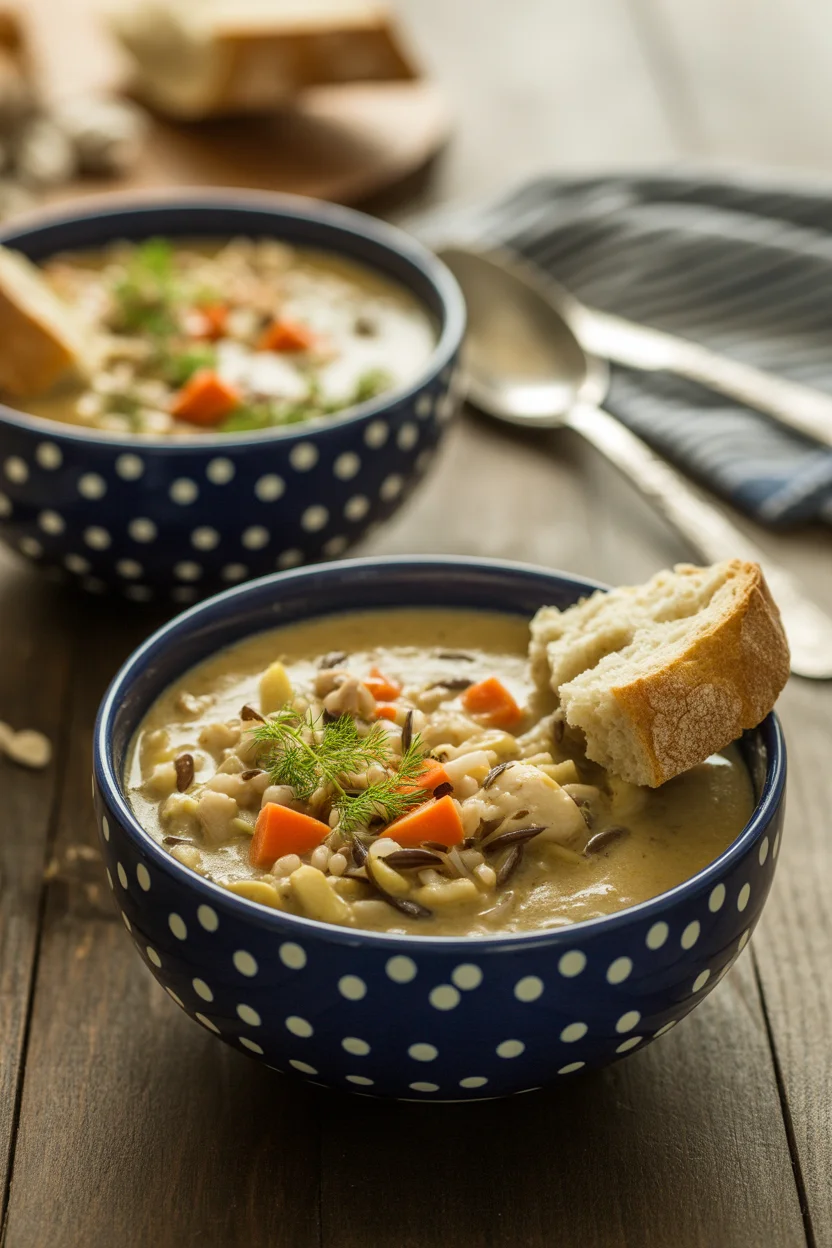 Healthy Crockpot Chicken and Wild Rice Soup