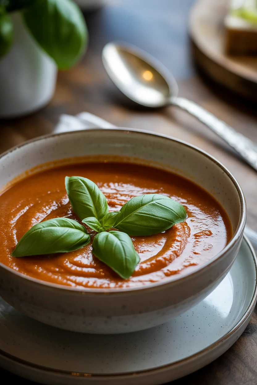Creamy Roasted Tomato and Basil Soup