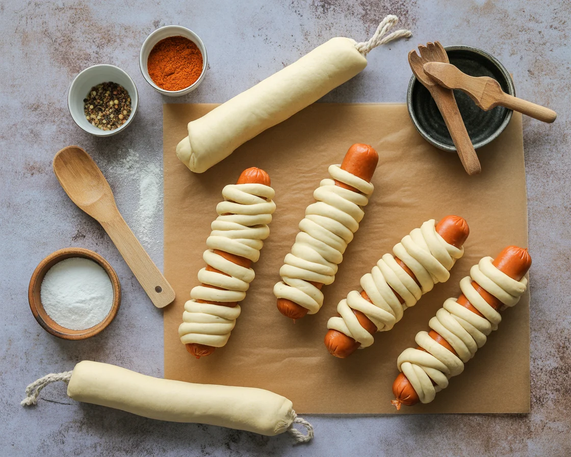 Halloween Mummy Hotdogs (saucisses végétales)