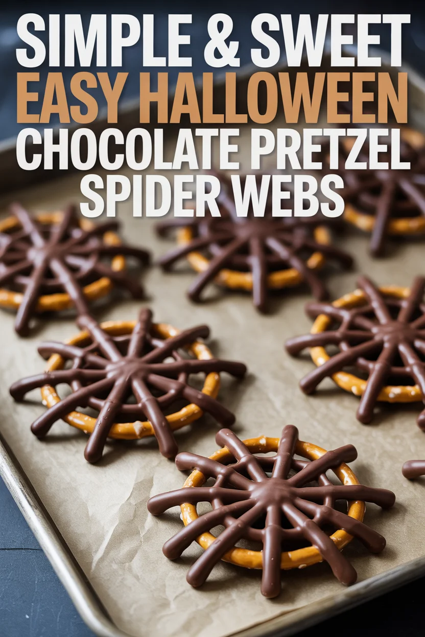 Easy Halloween Chocolate Pretzel Spider Webs