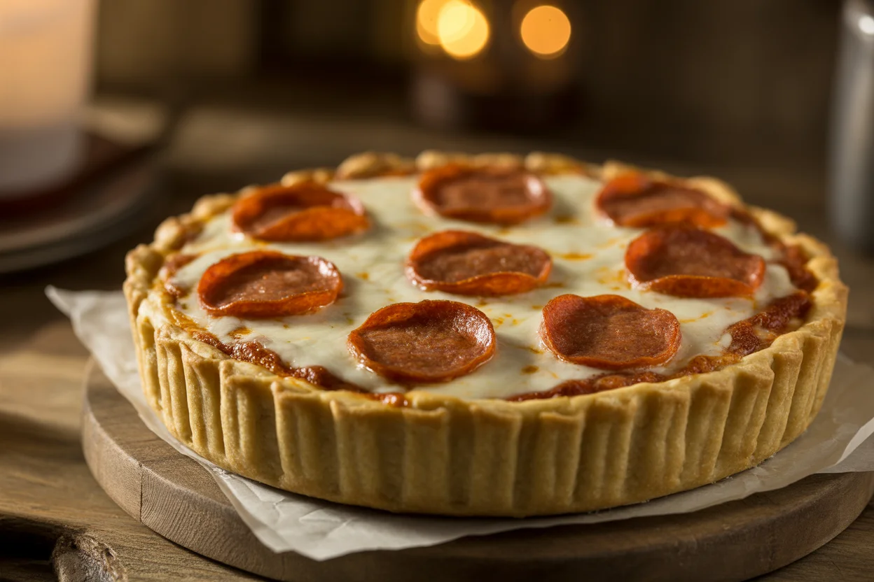 Mouthwatering Deep Hamburger Sausage & Pepperoni Pie