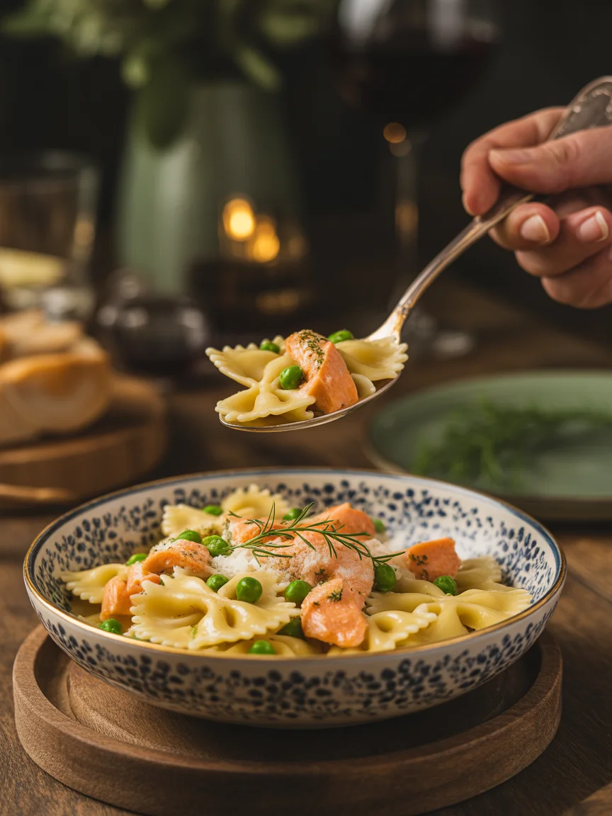 Pasta with Salmon Peas