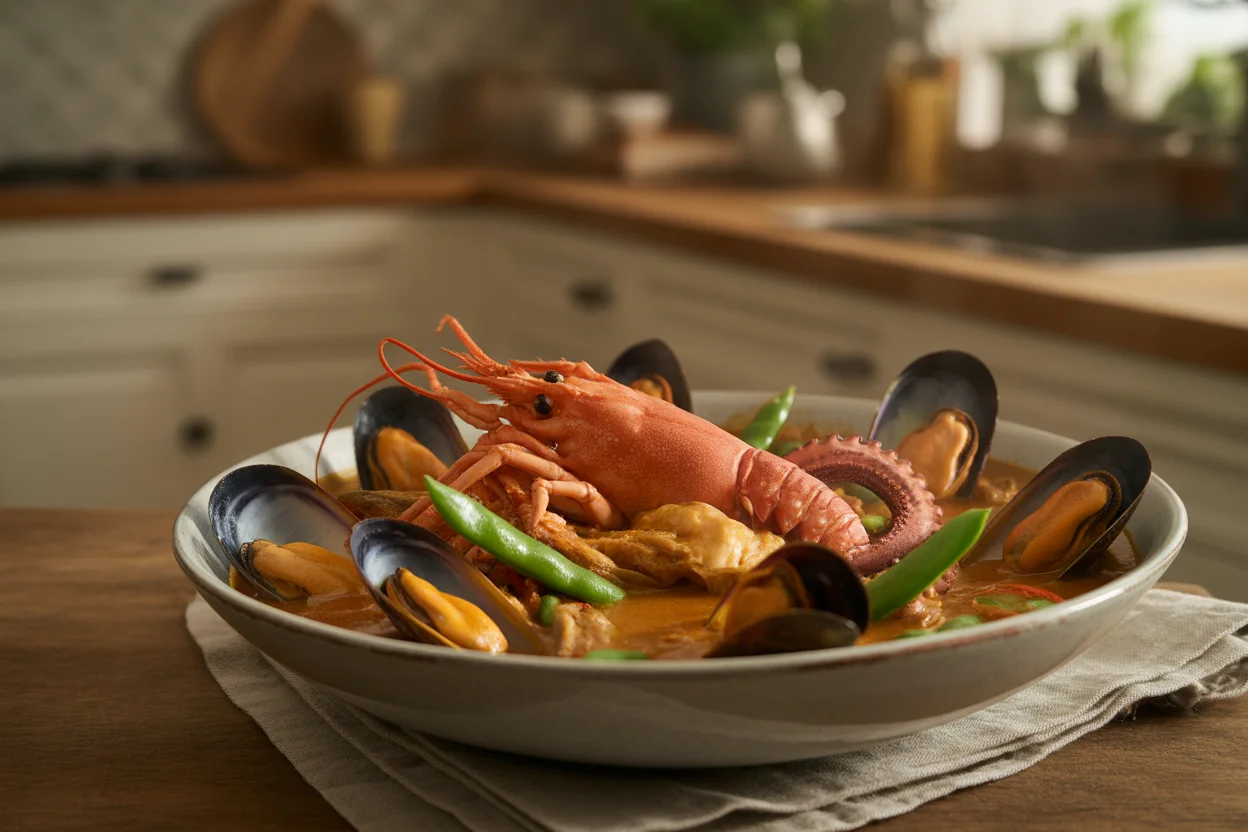 Filipino seafood kare kare