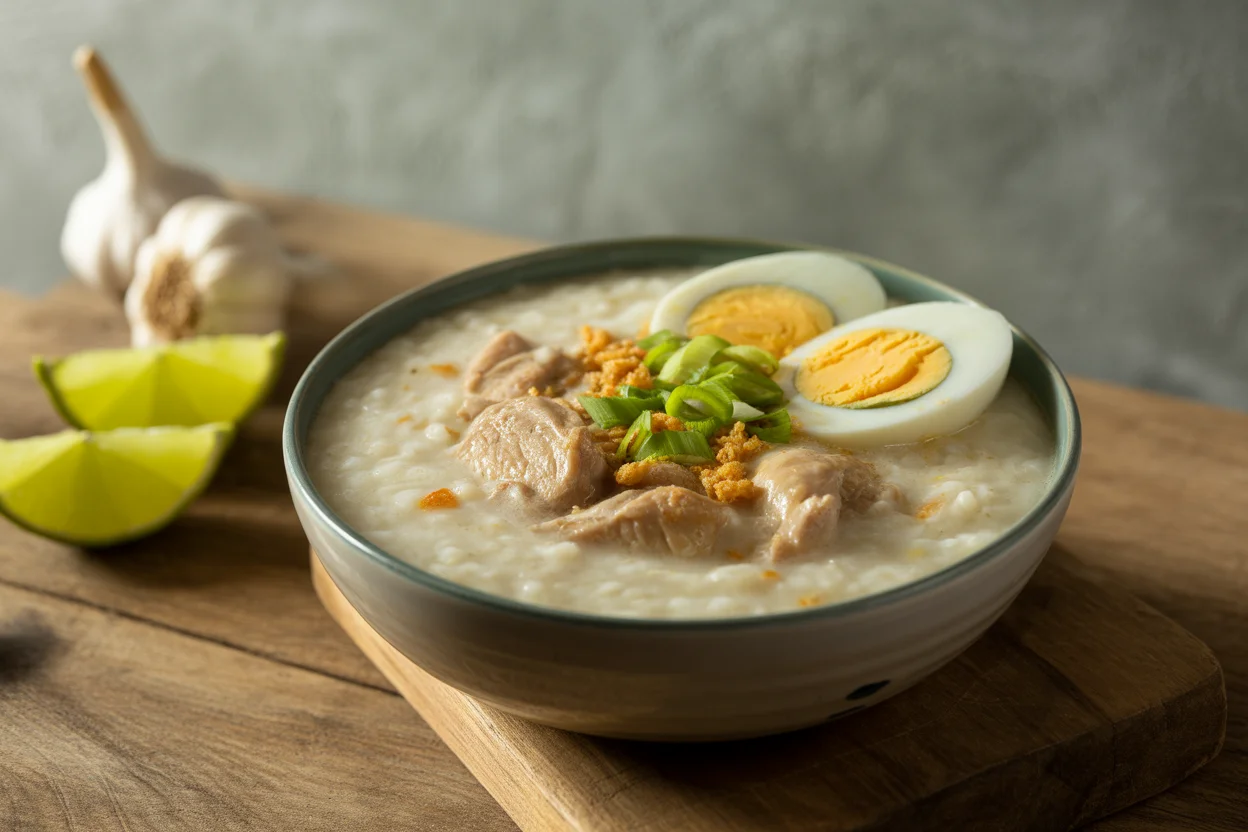 Filipino chicken arroz caldo