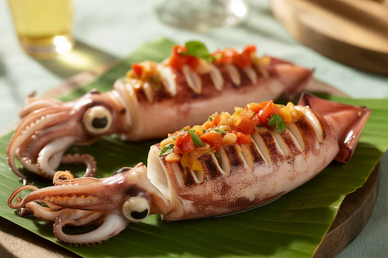 Inihaw na Pusit – Grilled Stuffed Squid
