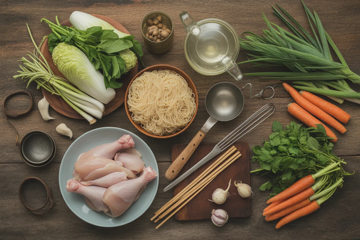 Filipino chicken sotanghon soup