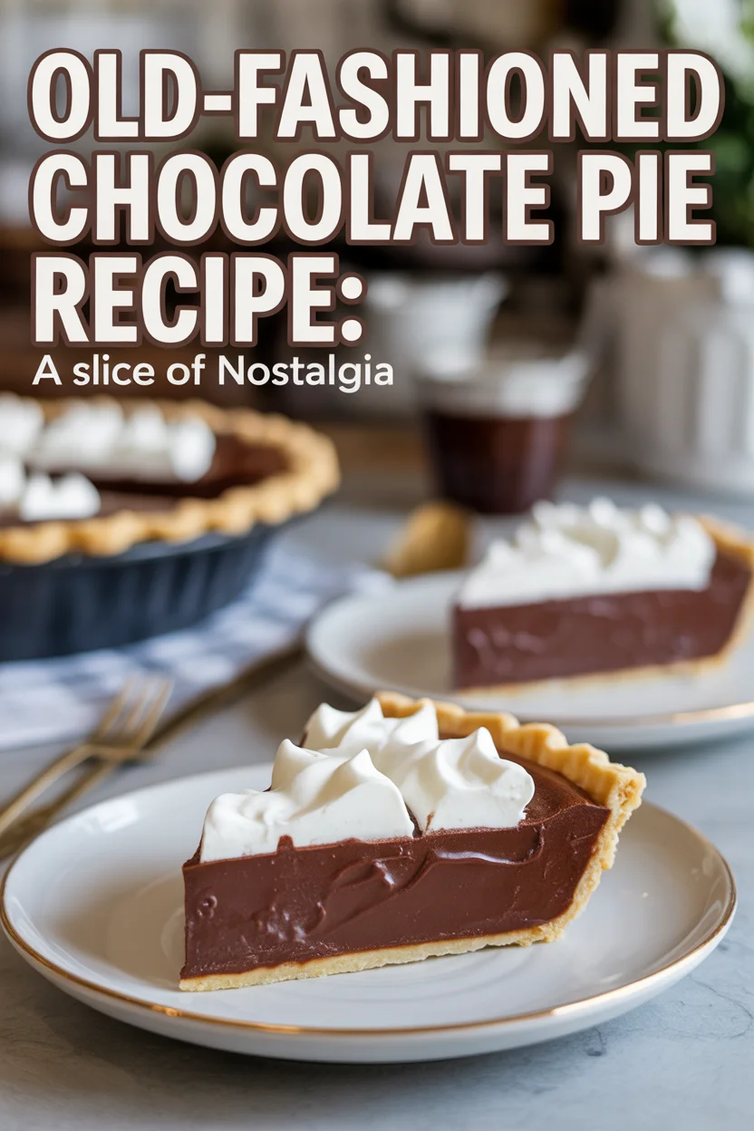 A Pinterest style image of Old-Fashioned Chocolate Pie