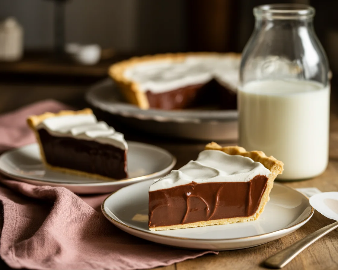 a 2 slices of an Old-Fashioned Chocolate Pie