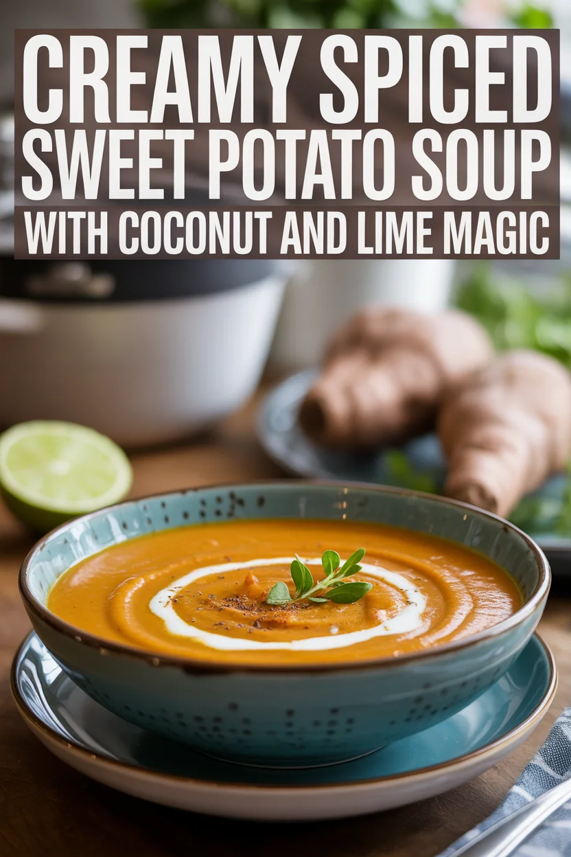 Creamy Spiced Sweet Potato Soup with Coconut and Lime Magic