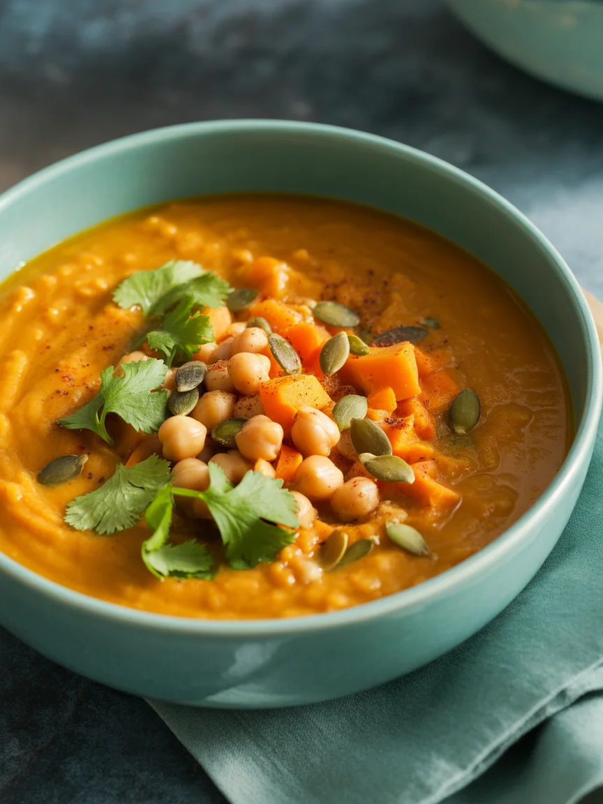 SWEET POTATO, CHICKPEA AND RED LENTIL SOUP