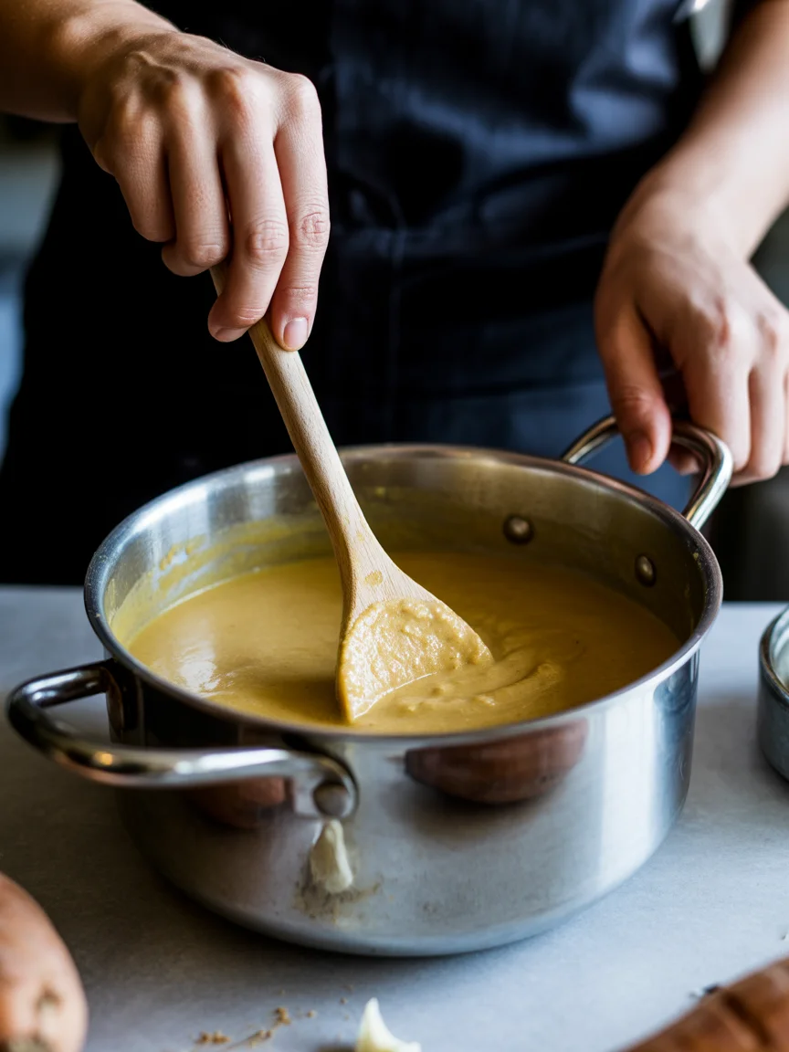 Creamy Spiced Sweet Potato Soup with Coconut, Lime & White Beans