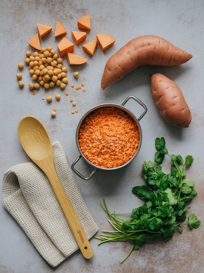 SWEET POTATO, CHICKPEA AND RED LENTIL SOUP