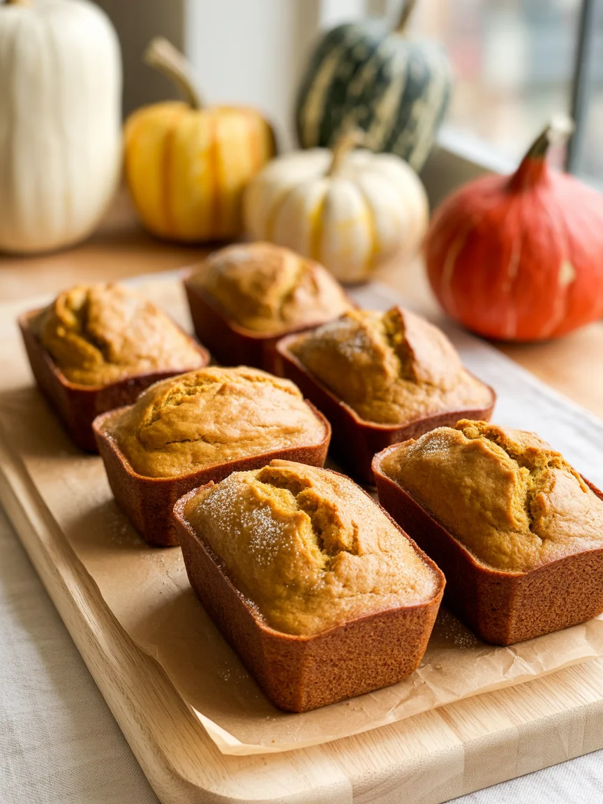 Mini Pumpkin Bread with Cinnamon Swirl