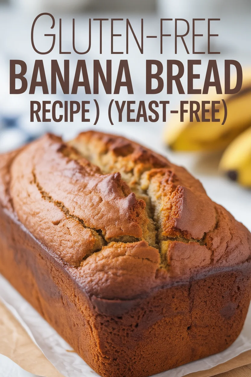 A Pinterest style image for the Yeast-Free Gluten-Free Banana Bread Recipe