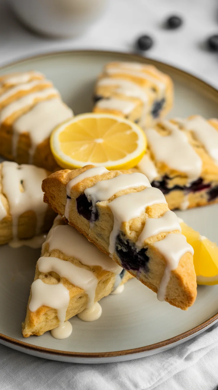 Blueberry Scones with Lemon Glaze