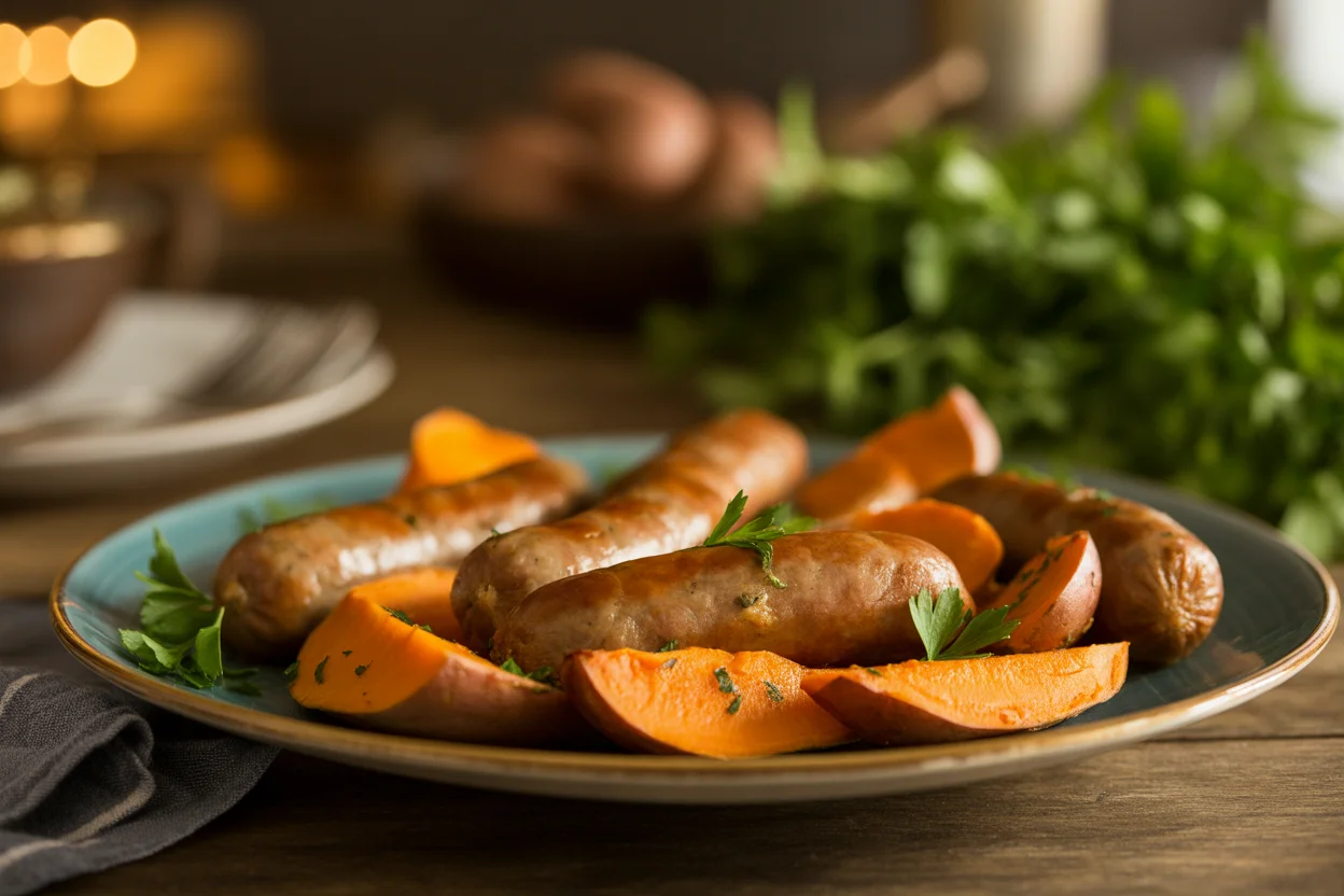 Easy One-Pan Sheet Pan Sausage & Sweet Potatoes Dinner Idea 1 Easy One-Pan Sheet Pan Sausage & Sweet Potatoes Dinner Idea