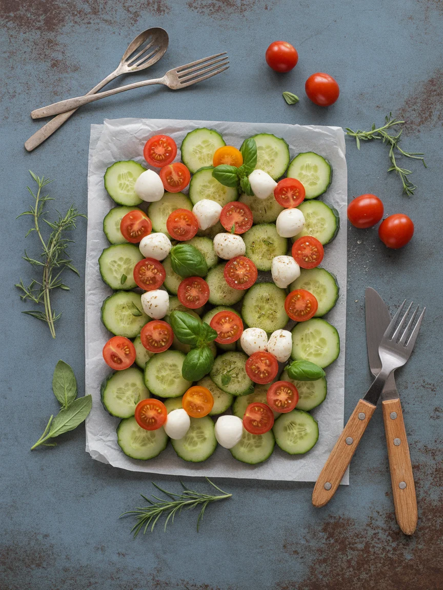 Fresh Cucumber Caprese Salad