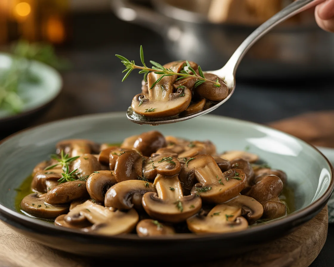 Roasted Mushrooms in a Browned Butter, Garlic and Thyme Sauce