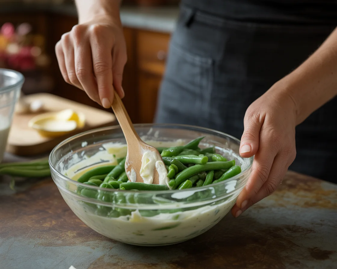 Cream Cheese and Beef Green Bean Casserole