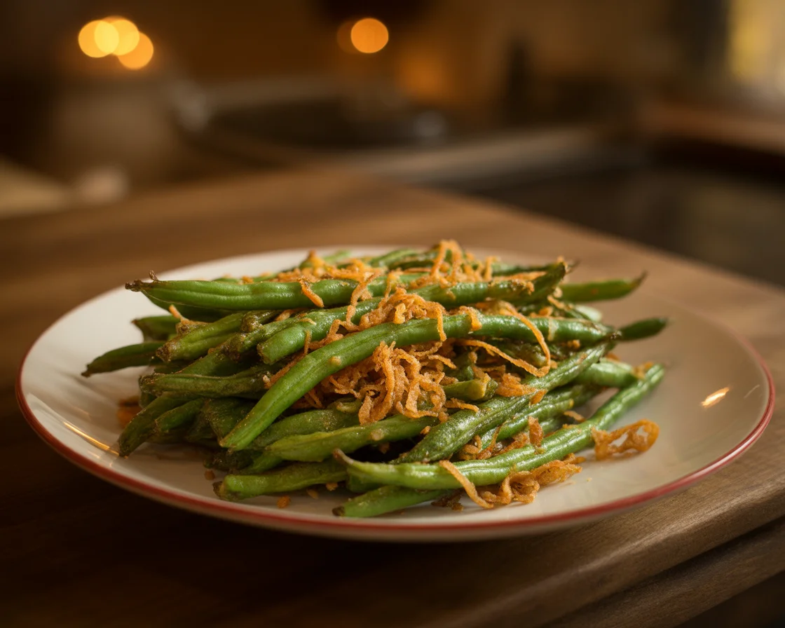 Roasted Green Beans with Caramelized Onions