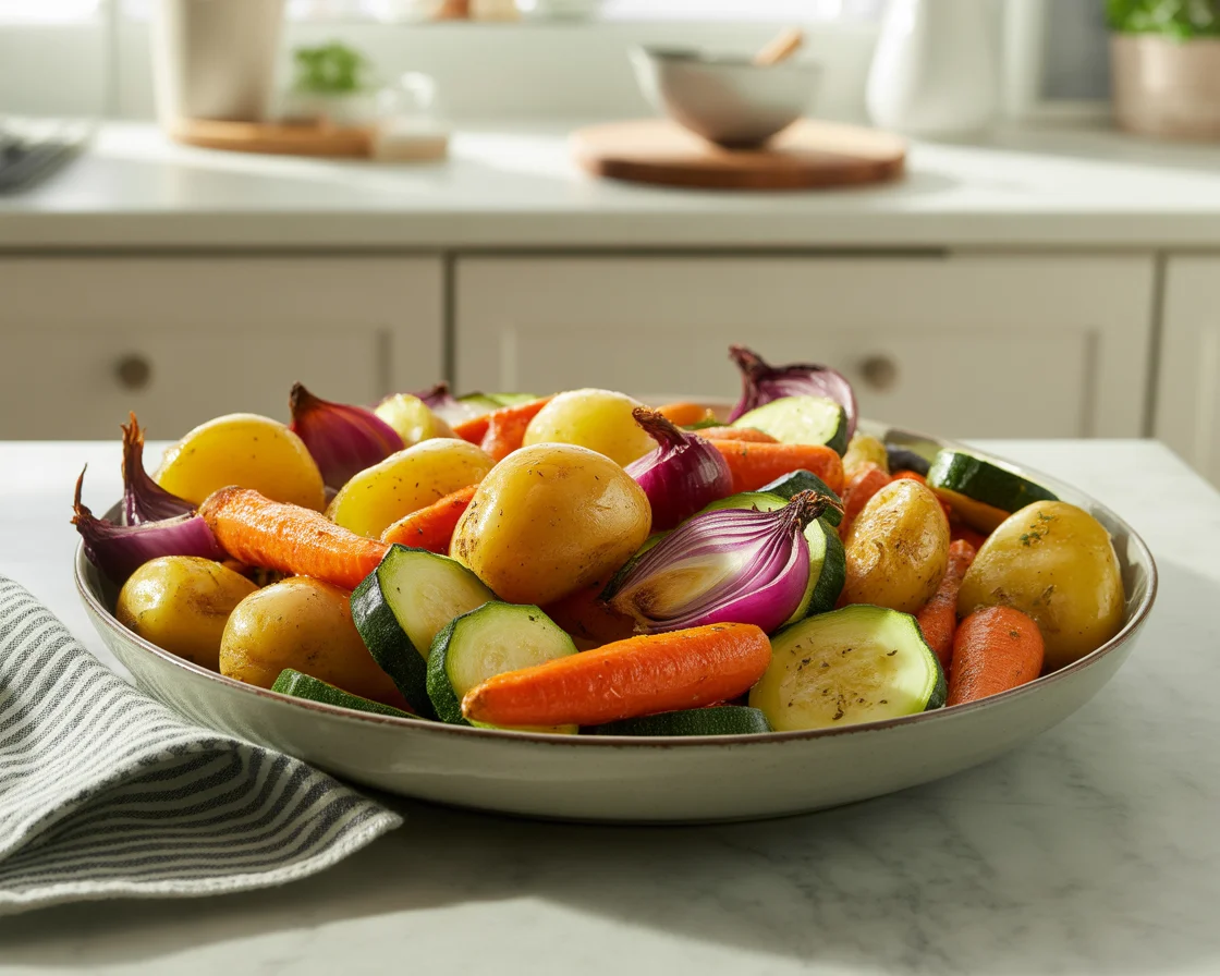 Delicious Garlic Herb Roasted Potatoes, Carrots, and Zucchini Recipe