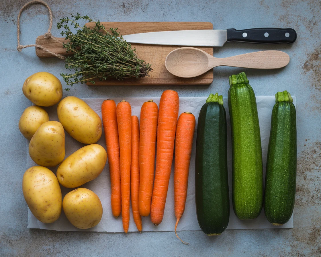 Garlic Herb Roasted Potatoes, Carrots, and Zucchini