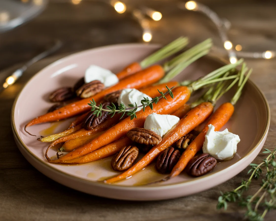Roasted Carrots with Candied Pecans and Goat Cheese