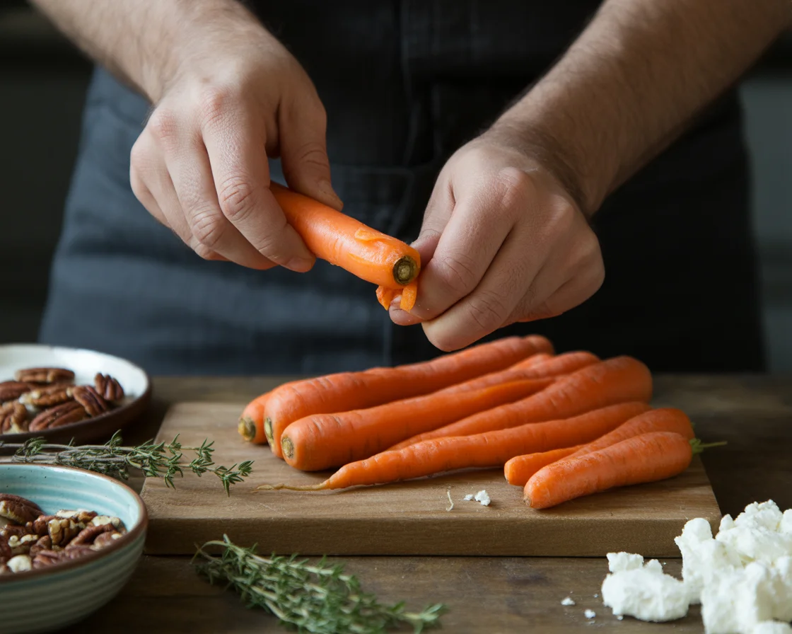 Roasted Carrots with Candied Pecans and Goat Cheese
