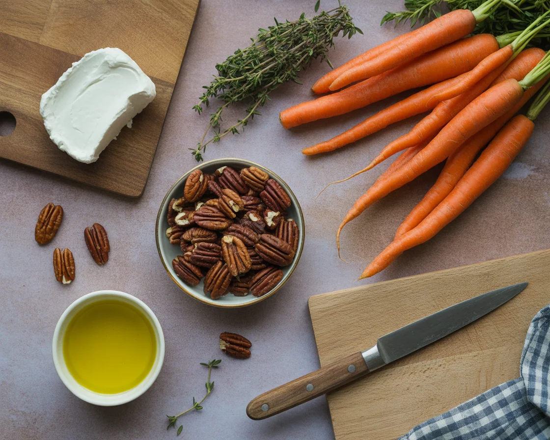 Roasted Carrots with Candied Pecans and Goat Cheese