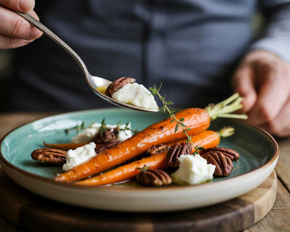 Roasted Carrots with Candied Pecans and Goat Cheese