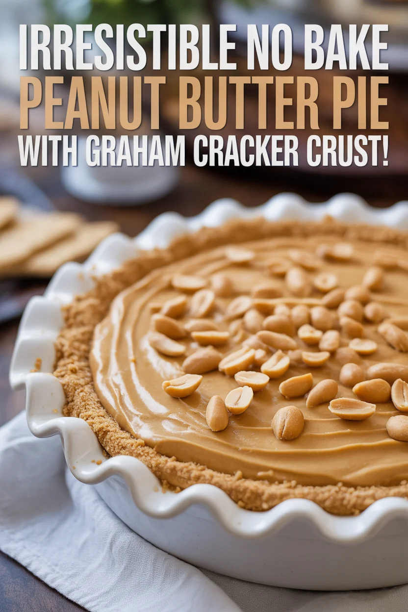 Irresistible No Bake Peanut Butter Pie with Graham Cracker Crust!