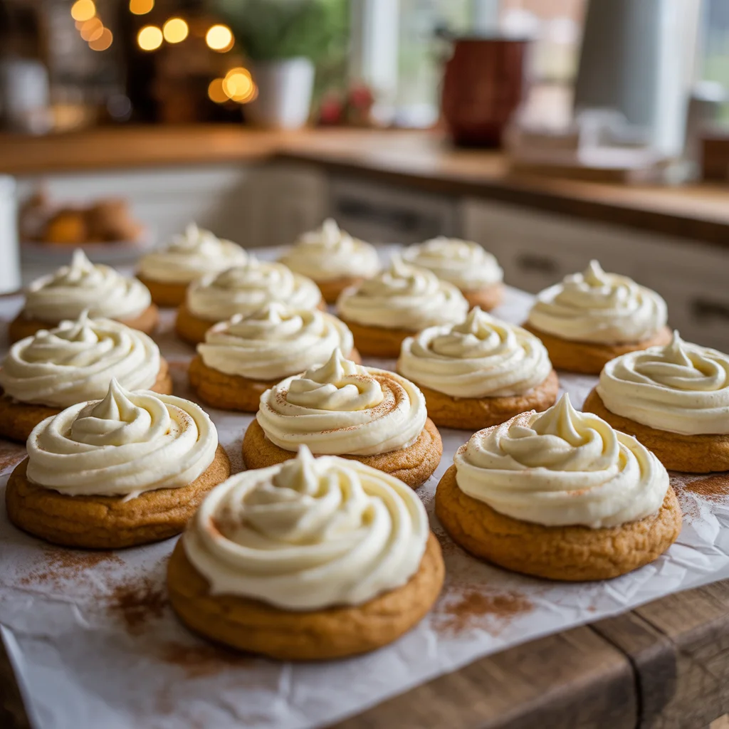 Pumpkin Sugar Cookies with Cream Cheese Frosting