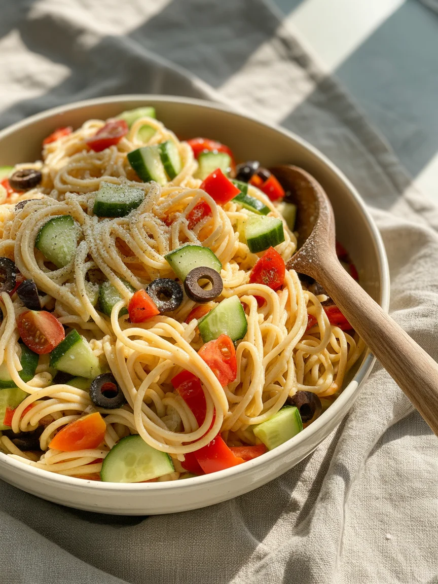 A Delicious California Spaghetti Salad That's Perfect for Any Gathering