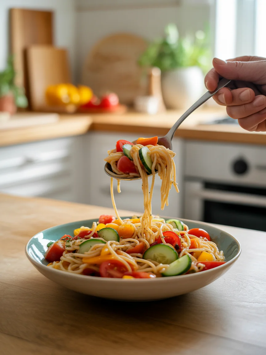 A Delicious California Spaghetti Salad That's Perfect for Any Gathering