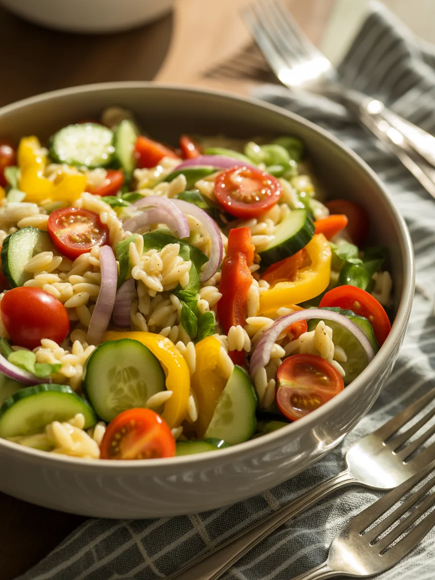 Colorful Rainbow Orzo Salad That Celebrates Fresh Flavors