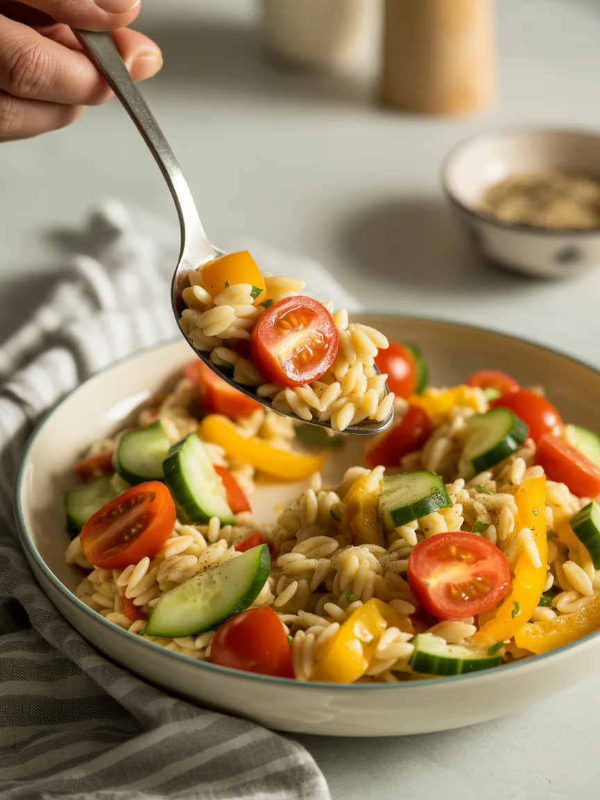 Colorful Rainbow Orzo Salad That Celebrates Fresh Flavors