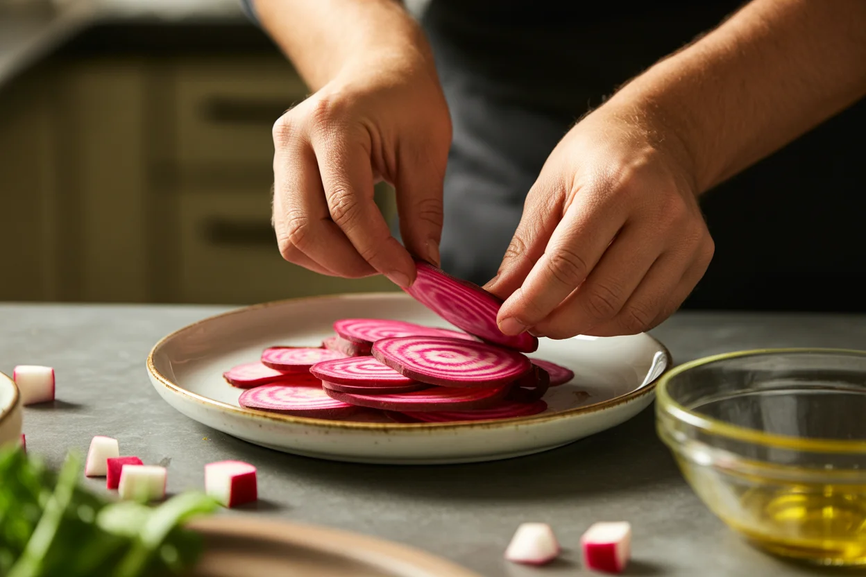 Carpaccio de betteraves aux pommes