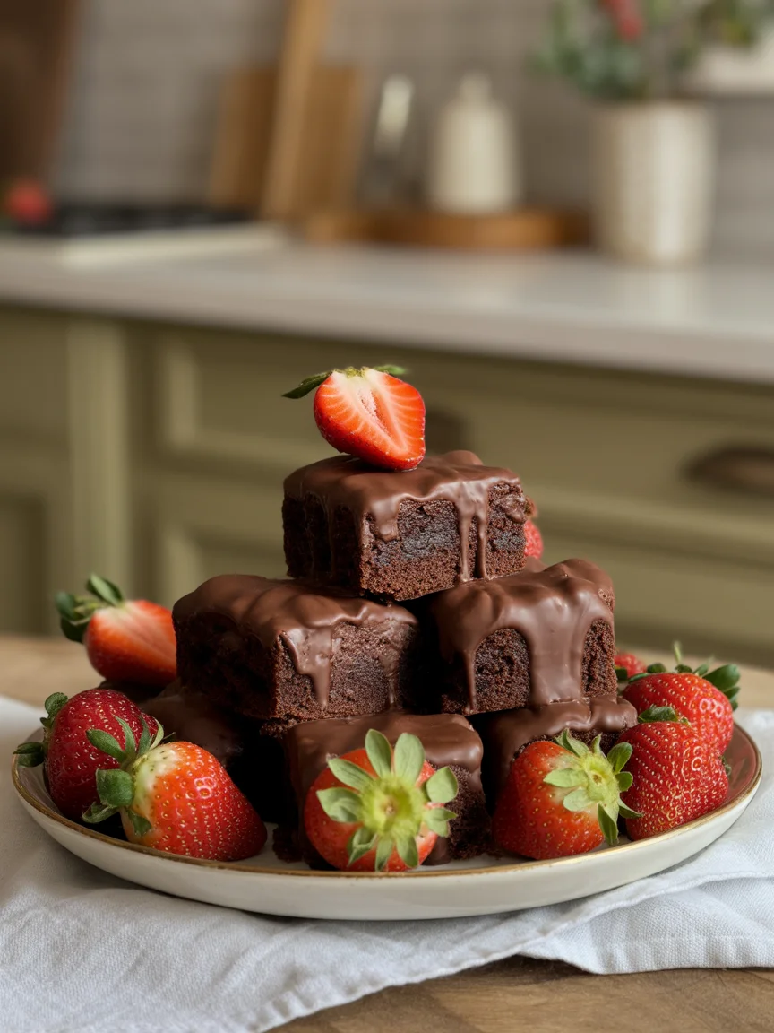 Chocolate Covered Strawberry Brownies