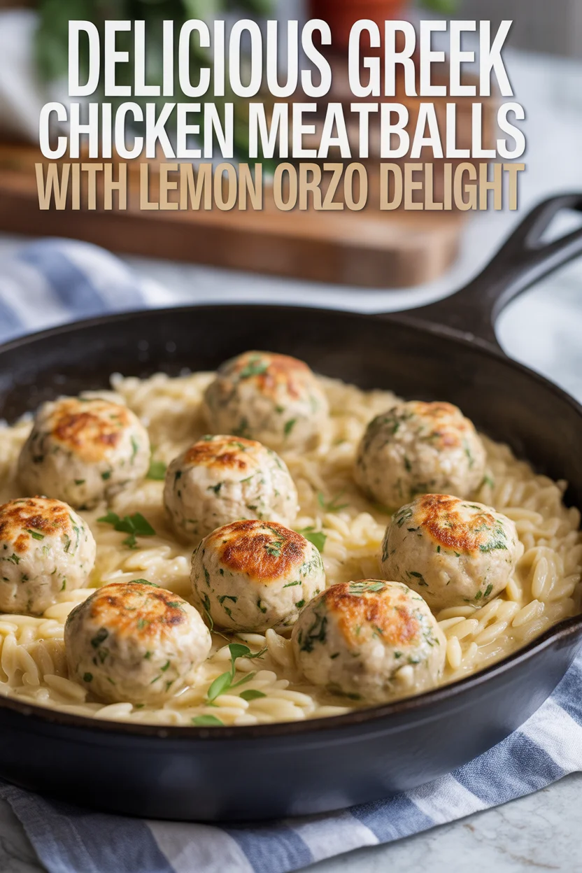 Delicious Greek Chicken Meatballs with Lemon Orzo Delight
