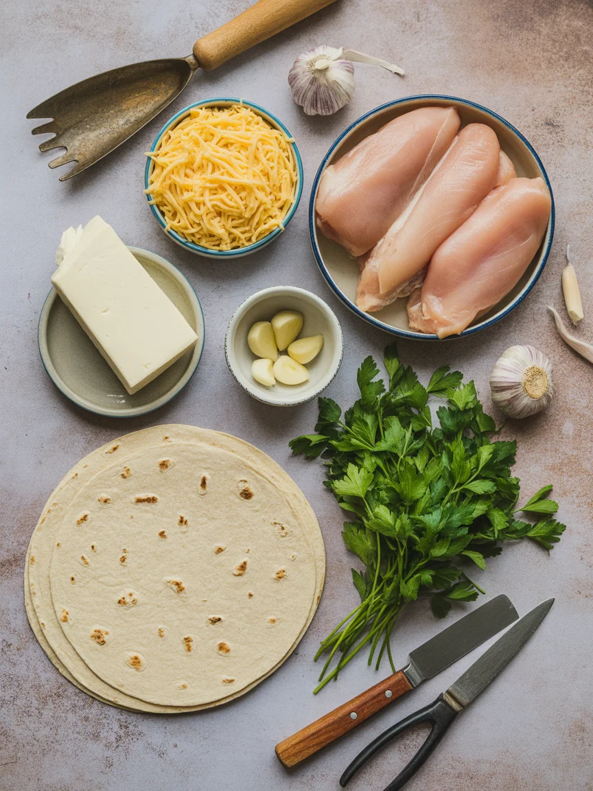 Cheesy Garlic Chicken Wraps