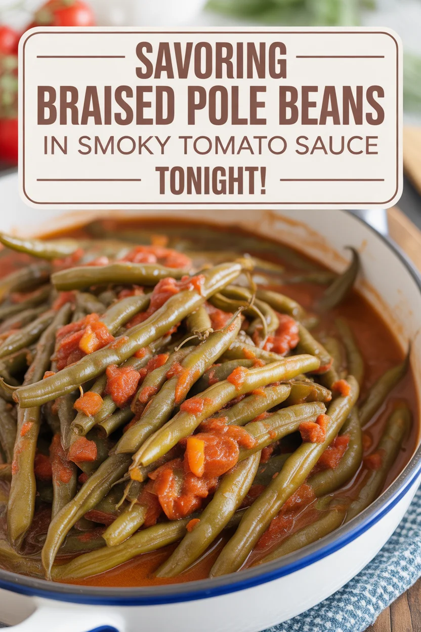 braised pole beans in smoky tomato sauce